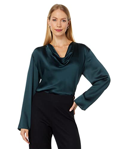 Amazon.com: Vince Womens Cowl Nk L/S Blouse Shirt, Azure