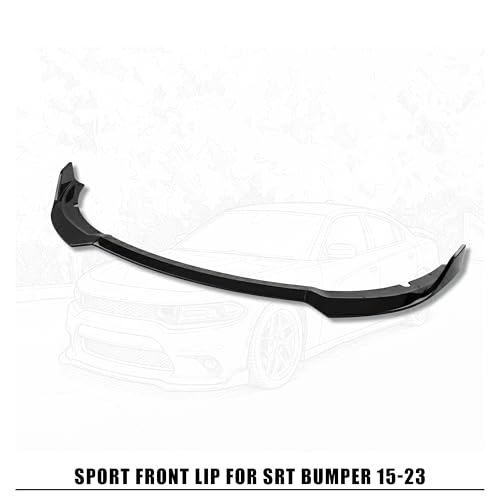 Front Bumper Lip Compatible with 2015-2023 Dodge Charger SRT Sport Style AMPP Front Bumper Lip Spoiler Air Chin AMPP Design Body Kit Splitter Black ABS - Image 4