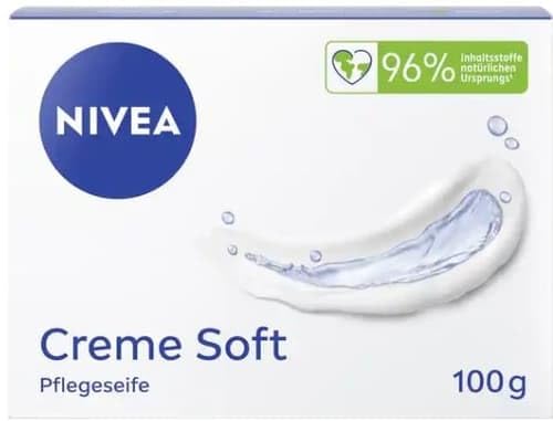 NIVEA Crema Soft Jabón de Manos Nutritivo e Hidratante con Aceite de Almendra, Jabón Sólido para una Limpieza Suave y Cuidado Suave (100 g)