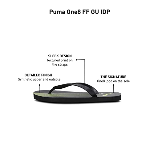 Image of Puma Unisex-Adult One8 Ff Gu Black-Limepunch Slipper-7 UK (37257201)