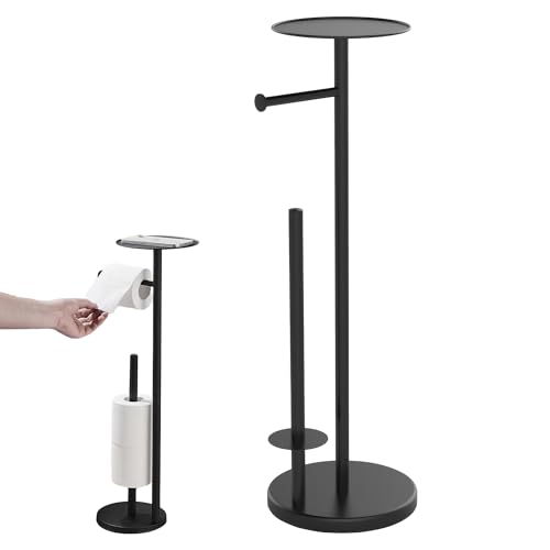 YDCZTYGY Toilet Roll Holder Stainless Steel Floor Standing Paper Holder with Tray for Bathroom Storage