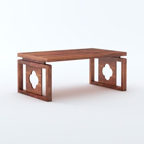 Image of MAMTA DECORATION Solid Sheesham Wood Coffee Table for Living Room | Wooden Center Table for Home, Hall, Office & Lounge | Modern Tea Table with Decorative Side Panels | Honey Finish