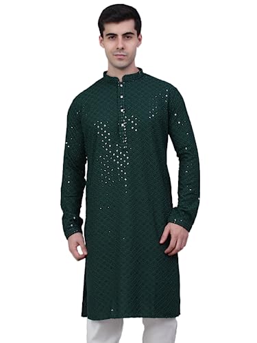 Jompers Men's Chikankari Embroidered and Sequence Kurtas