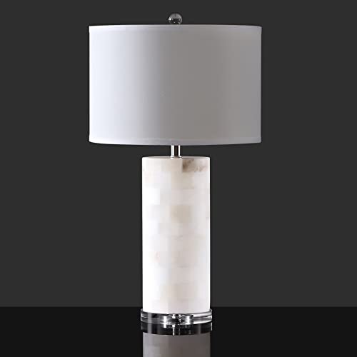 Safavieh Couture Lighting Collection Massey Handmade White Alabaster 27-Inch Round Table Lamp #TOP1