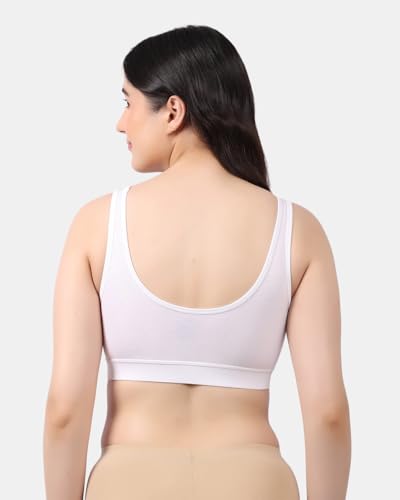 Image of Lavos Bamboo Cotton Comfort Sleeping Bra for Women, Slip On Bras to Wear at Home, Non-Padded & Non-Wired Sports Bras, Full /High Coverage, Soft Comfortable & Breathable Broad Strap Bra (Pack of 2)