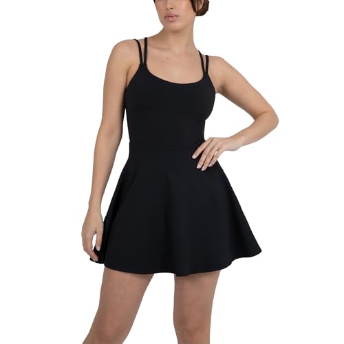YITTY Active Women's Ultraluxe Strappy Tennis Dress with Built in Short, Athleisure, 4-Way-Stretch