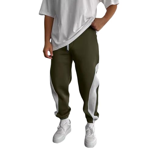 Mens Sweatpants with Pockets Side Striped Casual Straight Leg Pants Fall Loose Fit Elastic