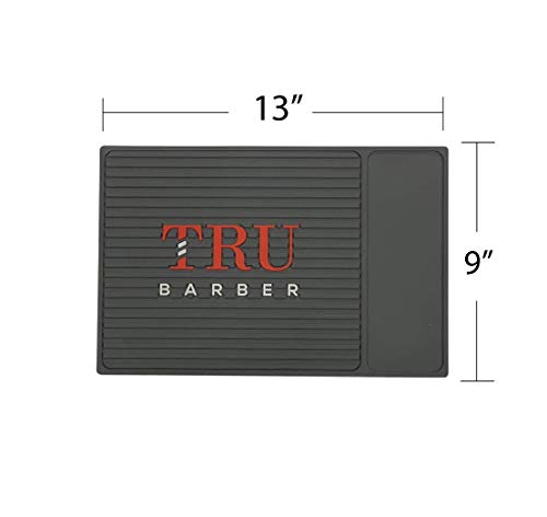 Image of TRU BARBER ORGANIZER MAT 13 inchX 9 inch (CHARCOAL GREY) Flexible PVC Station Mat, Professional Mat, Salon and Barbershop work Station pads, Beauty salon tools hairstylist, Counter mat for clippers, Anti slip