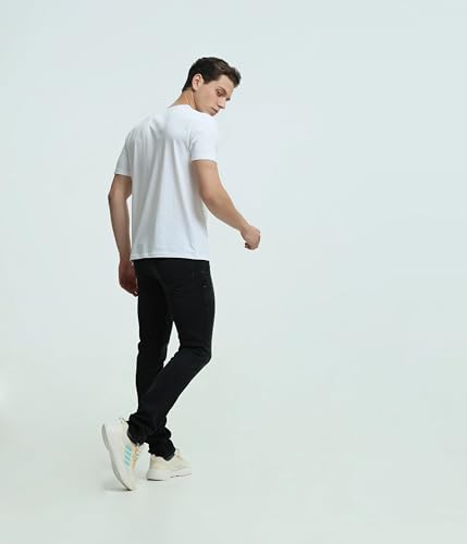 Image of TURMS Men's Casual Solid Round Neck T-Shirt, Odor Control, Stretchable & Breathable, Cotton Rich Fabric, Half Sleeve