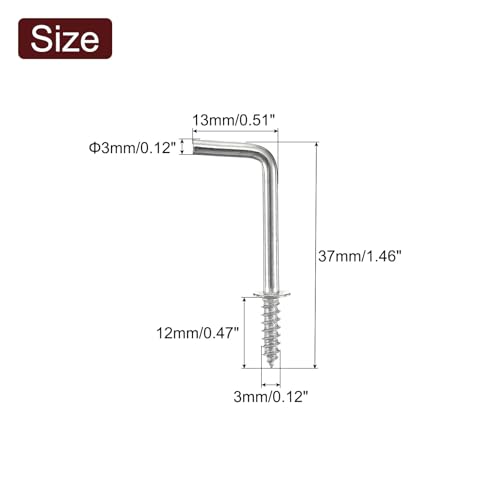 Uxcell A24061200UX0640 80 Pcs L Shape Hooks, 1 Inch Right Angle Hooks Carbon Steel Small Screw In Hooks 7 Shape Right Angle Hook thumb #1