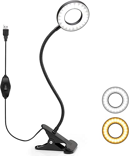 Foneso Luz Lectura Libros Cama, Lampara Lectura 360 °, Luz de Abrazadera Recargable USB de 48 Leds, Lámpara de Cama Negra de 2 Brillos Para Lectura Nocturna Cover