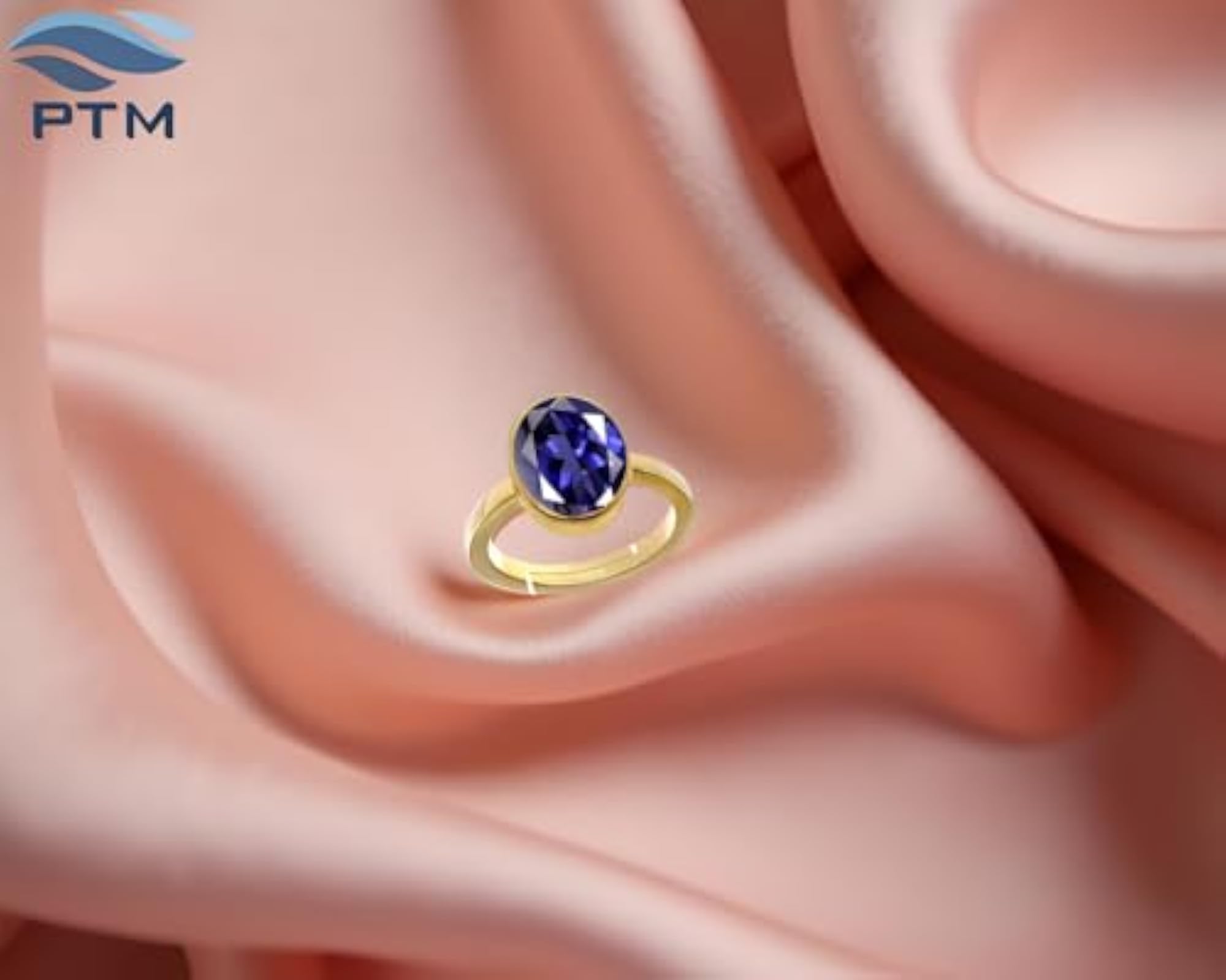 Adjustable Natural Iolite Certified Gemstone Gold Plated Ring