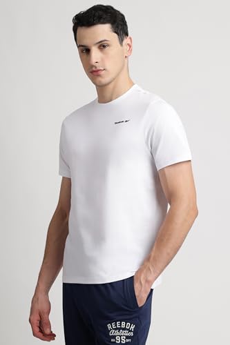 Image of Reebok Men's 100% Cotton Casual T-Shirt - Pure Cotton Soft Breathable Regular Fit Half Sleeve Tee for Men | Round Neck Tshirt for Men Cotton Tshirt