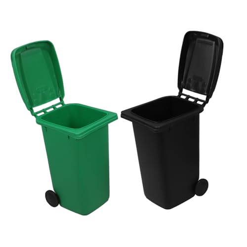 Set de 2 mini canecas de basura para escritorio de plástico miniatura 1