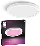 Philips Hue Devote Smart LED Panel Light, Ambiente blanco y de color, redondo 30 cm, 16,6 W, 2000 lúmenes, marco blanco para iluminación interior del hogar, techo, salón, cocina, pasillo