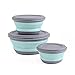 3 Pezzi Pieghevole Lunch Box Ciotola Pieghevole in Silicone con Coperchio Alimenti Contenitori Ciotola per Alimenti per Cucina Campeggio Escursionismo All'aperto （Verde）