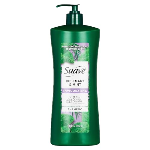Suave Invigorating Shampoo with Rosemary & Mint, Refreshing & Replenishing Care for Healthy-Looking Hair, No Parabens, Phthalates, or Dyes, 28 FL OZ Bottle