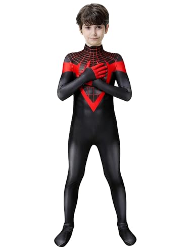 BGGJJ Black and Red Superhero Bodysuit Halloween Outfit Party Cool Onesie One-Piece Jumpsuit With...