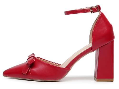 VenusCelia Women's Brightest Strap Pump Block Heel Shoe2