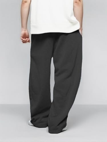 Image of Men's Baggy Sweatpants with Elastic Drawstring Waist, Breathable Wide-Leg Casual Loose Cotton Joggers Deep Pockets