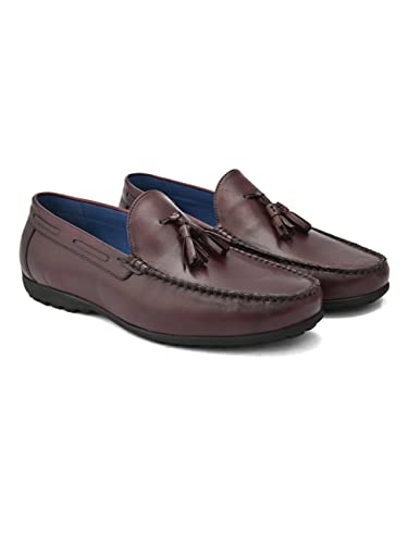 Image of San Frissco Genuine Italian Leather Loafers Casual Slip-on Textured and Patterned Outsole Cushioned Footbed /Comfortable Fashionable Stylish Flexible for Men AM SFL 15408