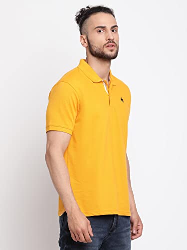 Image of Cantabil Men's Cotton Blend Solid Polo Neck T-Shirt (Regular Fit)