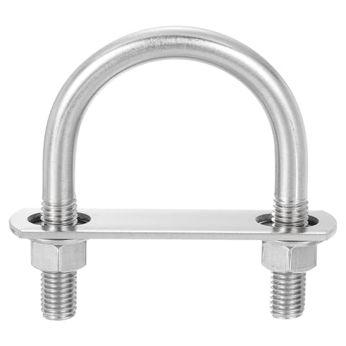 Image of uxcell Round U-Bolts, 4 Sets 63mm(2.48 inch) Inner Width 96mm Length M12 304 Stainless Steel U Clamp Bolt with Nuts and Plates, for Boat Trailer