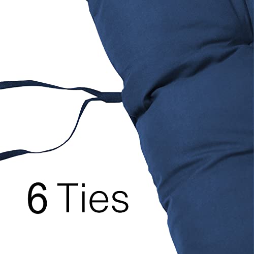 Image of Super Comfy Long Rocking Chair Cushion /Bench Back Seat Pad Cotton Handmade Quilts (Dark Blue -18 x 50 Inch)