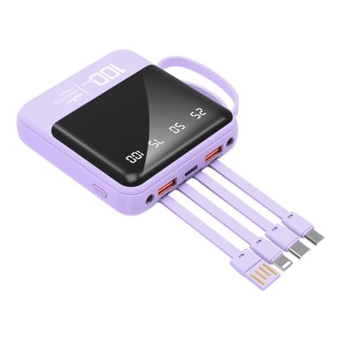 10000mAh Portable Charger with Built-in Cables Cover