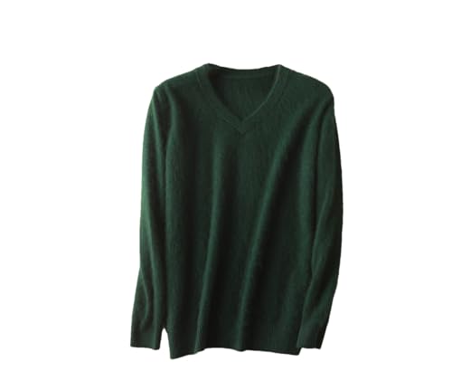 Kiioouu Men's Mink Cashmere Sweaters Fall Winter Solid V-Neck Casual Knit Pullovers Men Long Sleeve Warm Jumper