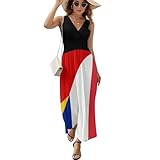 France And Germany Flag Casual Dresses for Women V Neck Sleeveless Maxi Sundress Lightweight Loose Fit Dress XL