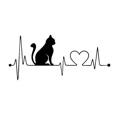 Porfeet Autocollant De Voiture, Beau Chat électrocardiogramme Voiture Véhicule Autocollants Réfléchissants Décoration D'autocollant Noir Taille Unique