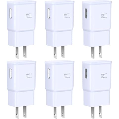 Adaptive Fast Charging Wall Charger Adapter, Eversame 6-Pack Fast Charging Block Travel USB Charger Box Compatible Samsung Galaxy S10 S9 S8 S7 S6 Note 8 9, iPhone, LG, HTC and More (White) Cover