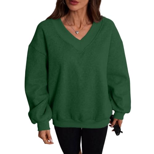 Womens V Neck Oversized Sweatshirt FleeceSweatshirts Winter Outfits - image 4