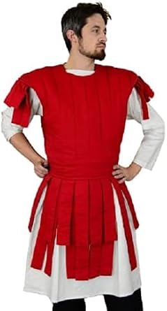 Medieval Sleeveless Padded Gambeson, Cotton Thick Roman Subarmalis, Black and Red, LARP Costume