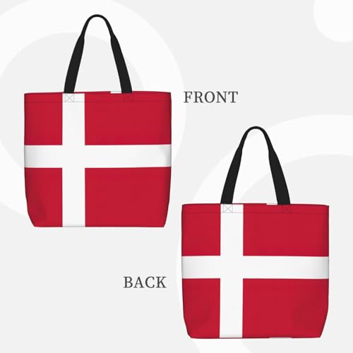 Danish flag Print Women's Portable Tote Bag - Large Shopper for Beach,Travel,Gym | Summer Handbag3
