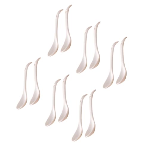 COLLBATH 12pcs Kitchen Spoons Dinnerware+sets Coffee Stir Spoons Dessert Spoon Mixing Spoons Chinese Soup Spoons Porcelain Spoons Coffee Tea Spoon Noodle Spoon Egg Spoons Coffee Spoon White