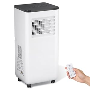 Portable Air Conditioner, 10000 BTU 3-in-1 Cooling, Dehumidifier, Fan with Remote Control, 24H Timer, LED Display, Sleep Function, Child Lock for Home, Office, Bedroom (Window Kit Included)