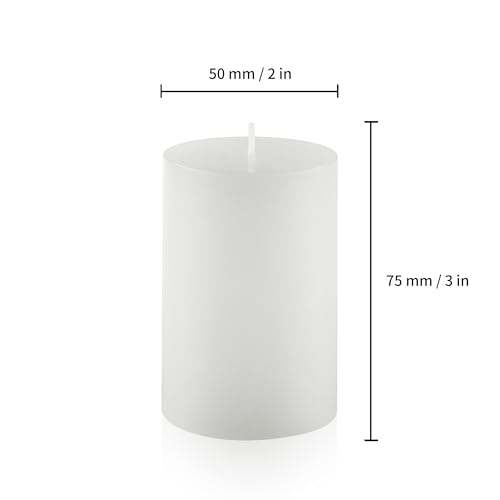 Image of Housecret 50 Pack 2 inch D x 3 inch H White Unscented Pillar Votive Candles, Hand Poured Wax Candle (20 Hour Burn Time) Ideal Gifts for Weddings Birthdays Christmas Holidays Party