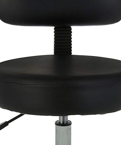Amazon Basics Multi-Purpose Drafting Spa Bar Stool with Back Support, Upholstered, and Wheels, Black, 22.72"D x 22.72"W x 37.8"H - image 5