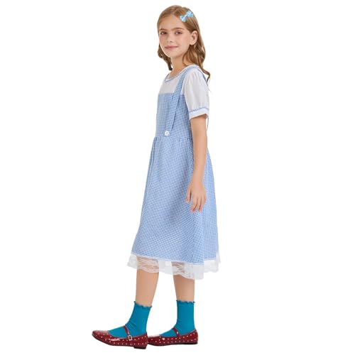 Disfraz completo clásico para niñas en azul y blanco miniatura 5