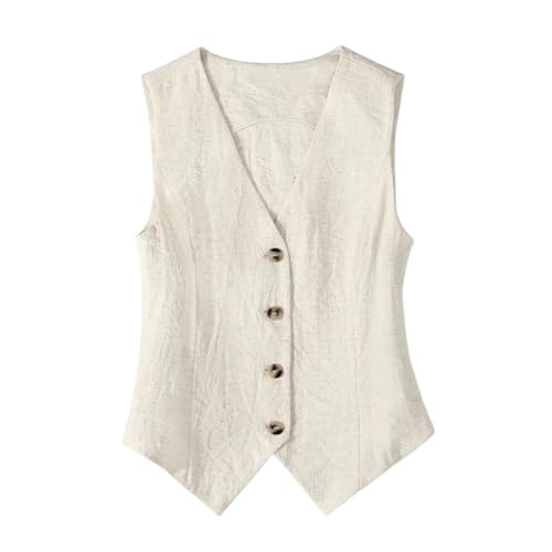 Camiseta de verano sin mangas para mujer con cuello en V y corte entallado casual