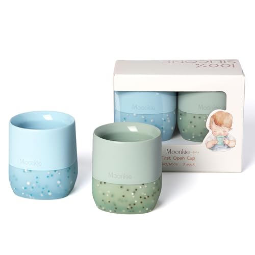 Moonkie Trinklernbecher, 2er-Pack Schnabeltasse Baby Silikon,...