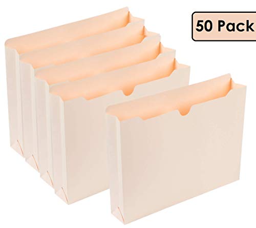 1InTheOffice Manila Expanding File Jacket, 2", Letter,"50 Pack" (2 Inch)