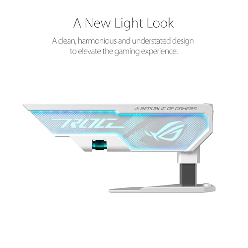 Image of ASUS ROG Herculx White GPU Anti-Sag Holder, Solid Zinc Alloy Construction, Easy Toolless Installation, Included Spirit Level, Adjustable Height, Wide Compatibility, Aura Sync RGB, 2 Year Warranty