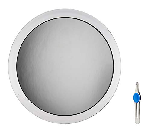 DB Tech Large 10" Suction Cup 8X Magnifying Mirror with Precision Tweezers w/Rubberized Grips, Triple Suction Cups for Lasting Hold on Most Flat Surfaces