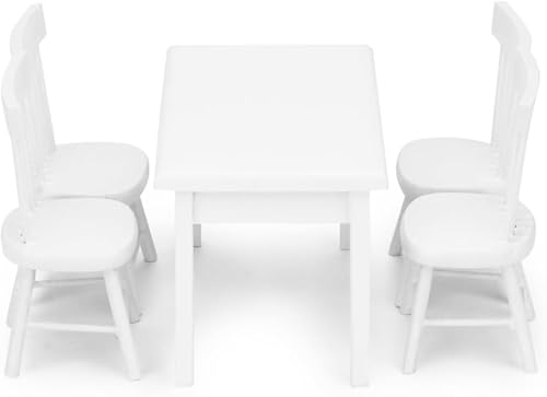Miniature Dollhouse Dining Table & Chair Set 1:12 Scale 5pcs | Wooden Furniture Model, Classic Design, DIY Hobby, 1:12 Scale, Decoration Accessory