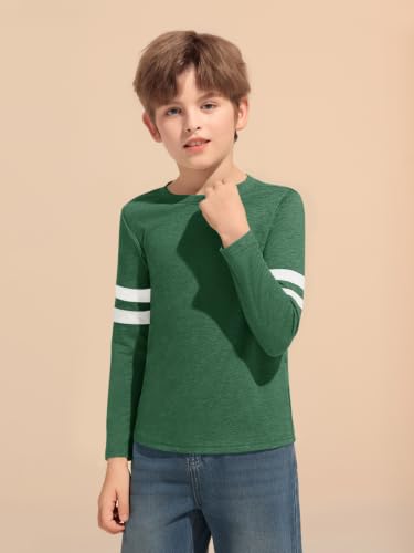 Image of Haloumoning Boys Long Sleeve Shirts Kids Crewneck T Shirts Casual Striped Tops Tees 5-14 Years