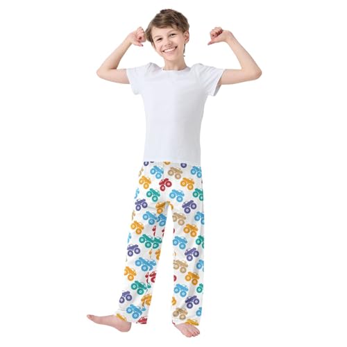 ZZXXB Colorful Tractor Boys Long Pants Soft Trousers Elastic Waist Kids Lounge Bottoms with Pockets S-XL2