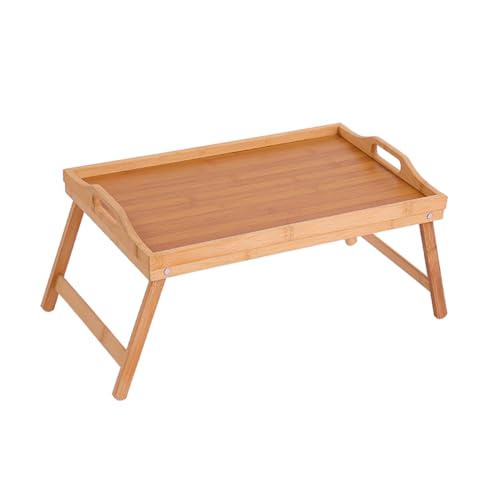 ibasenice Foldable Wood Laptop Bed Tray Table with Handles Natural Finish Space Saving Design for Dormitories Bedrooms Living Rooms Versatile Writing Breakfast Serving Tray